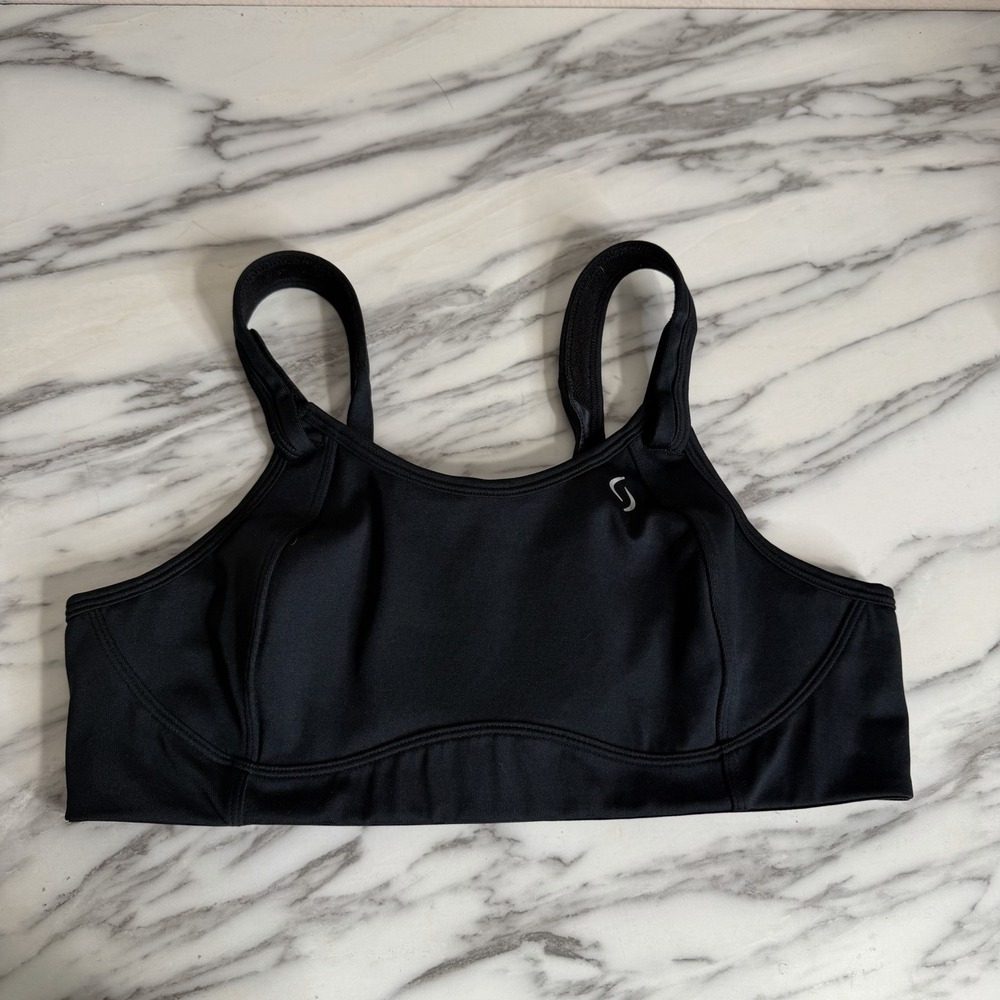 Brooks 34C Sports Bra Black Fiona Mid Impact Wireless Back Closure Athletic Gym